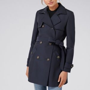 NWT Ever New Aaliyah Navy Luxury Woven Trench coat